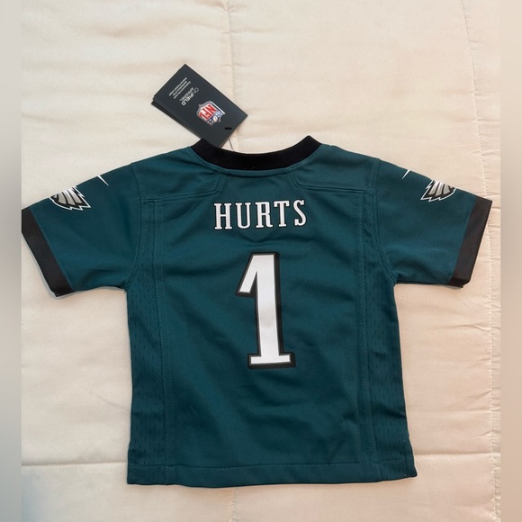 NWT Eagles Jalen Hurts home jersey and hat infant on field green black gift set - Picture 7 of 11